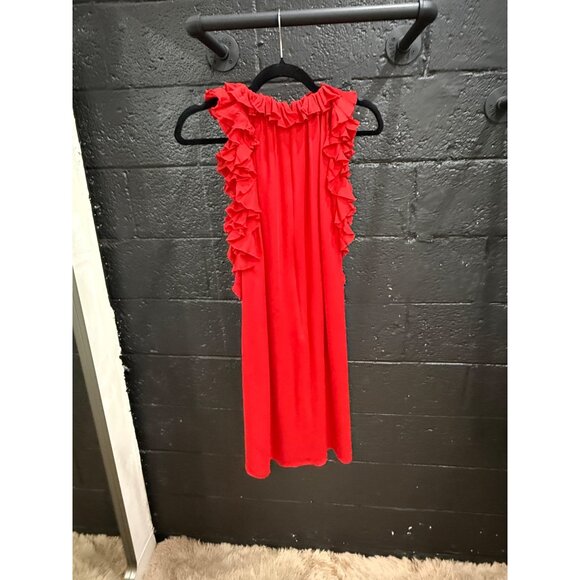 Gucci Red Silk Sleeveless Ruffle Dress Size 44 | Made in Italy | - Picture 6 of 9